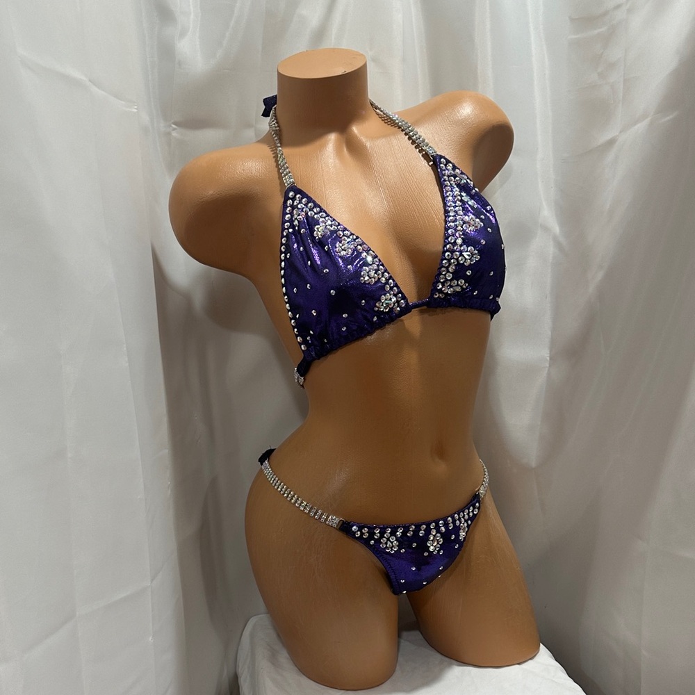 Bikini, competition suit Purple A/B Rhinestone 34B small bottom